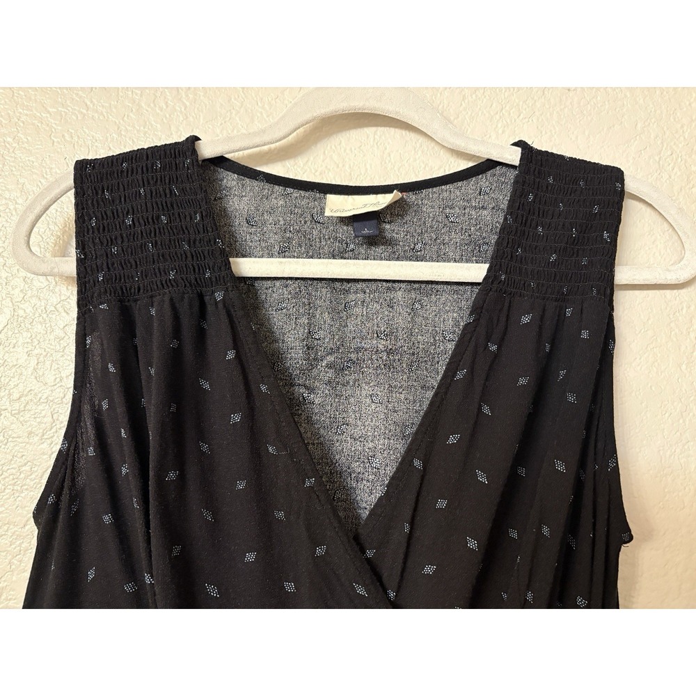 Universal Thread Wrap Dress Black with Blue Diamond Pattern Size Lrg - Picture 3 of 13